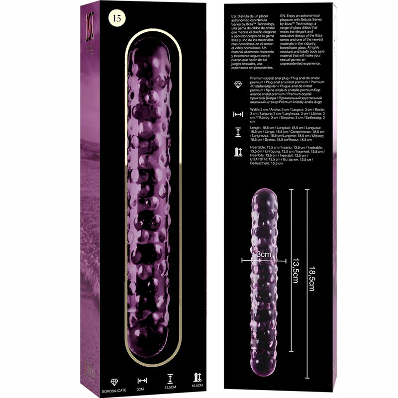 Double gode en verre Nebula Series – longueur totale et deux extrémités arrondies