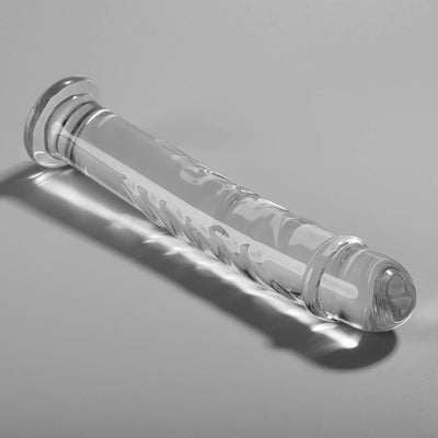 Godemichet en verre texturé avec reliefs pour stimulation intense et surface lisse facile à nettoyer