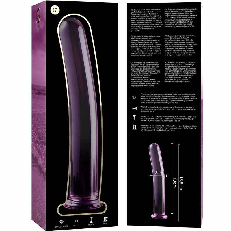Plug en verre long Nebula Series – vue frontale non poreux hypoallergénique
