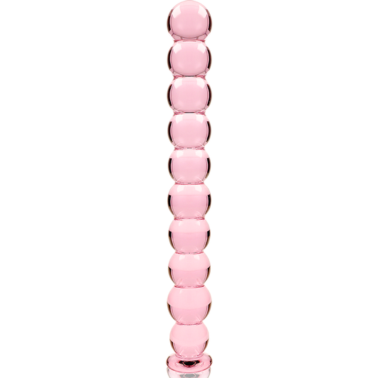 Plug anal 22 cm en verre rose – perles progressives lisses