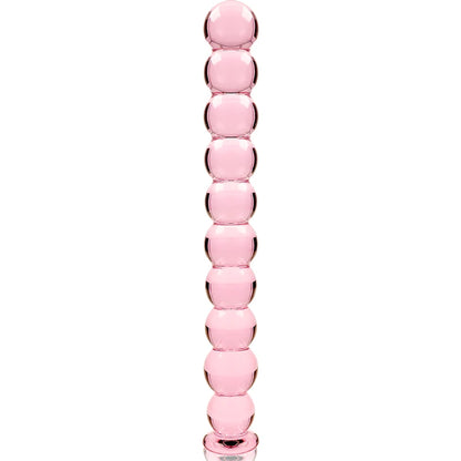Plug anal 22 cm en verre rose – perles progressives lisses