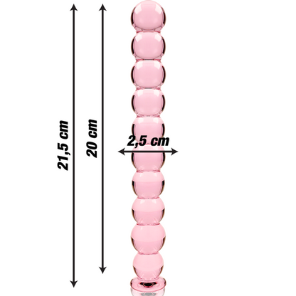 Plug anal 22 cm en verre rose à perles – dimensions longueur et diamètre
