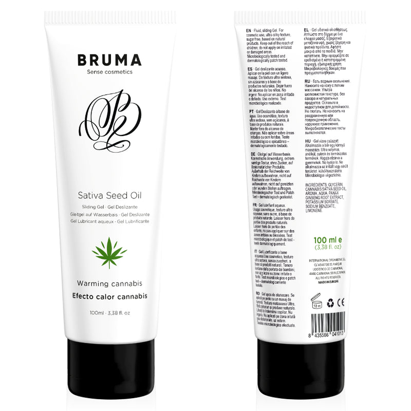 BRUMA - HUILE DE GRAINES DE SATIVA GEL GLISSANT RÉCHAUFFANT SAVEUR DE CANNABIS 100 ML - Naturel Ethique