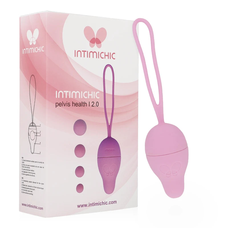 boule de Kegel rose en silicone avec son emballage pour renforcer le périnée facilement
