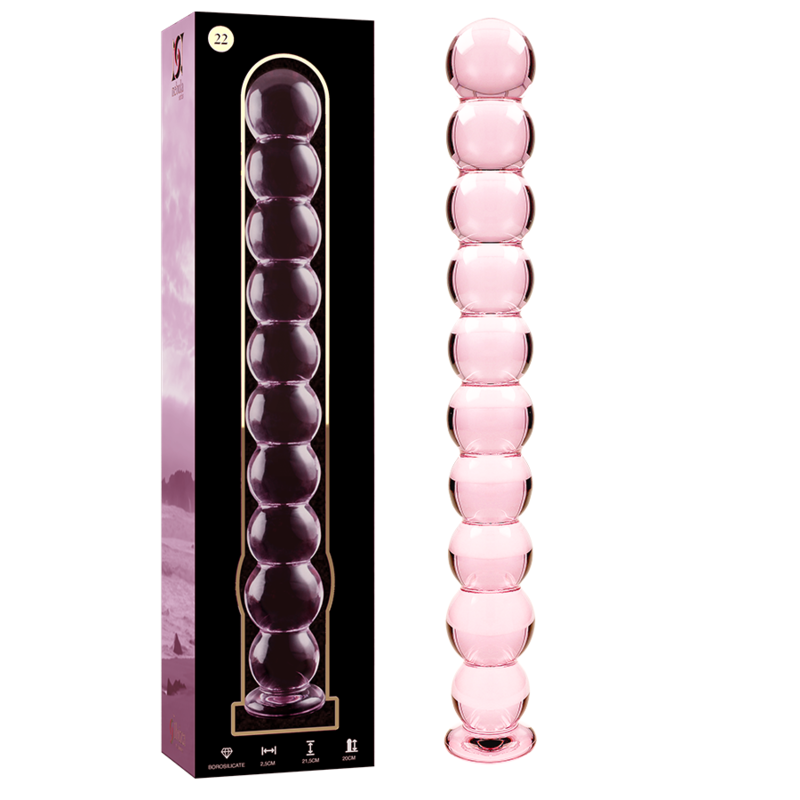 Plug anal 22 cm en verre rose avec emballage – sextoy anal en verre