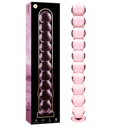 Plug anal 22 cm en verre rose avec emballage – sextoy anal en verre