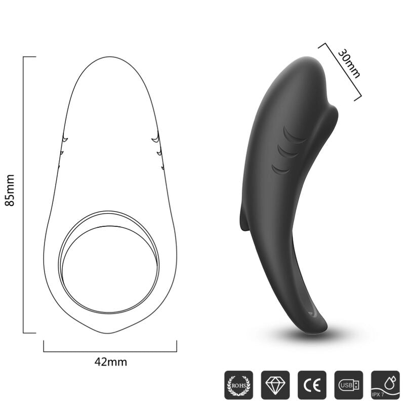 Cockring vibrant Shark - Noir - Naturel Ethique