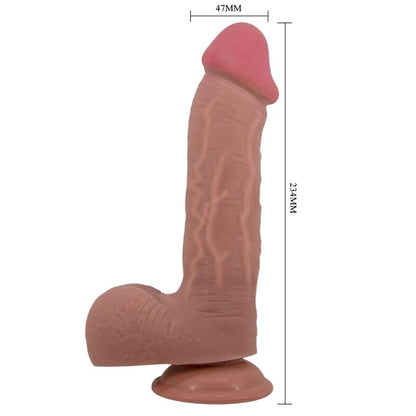 PRETTY LOVE - SÉRIE SLIDING SKIN GODE RÉALISTE AVEC VENTOUSE SLIDING SKIN MARRON 23,4 CM - Naturel Ethique