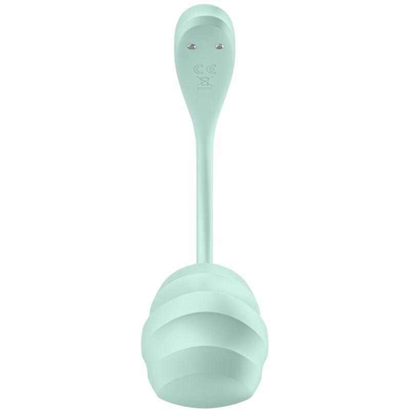 Satisfyer Smooth Petal vert menthe en silicone doux, forme allongée avec extrémité fine pour stimulation externe et base arrondie lestée