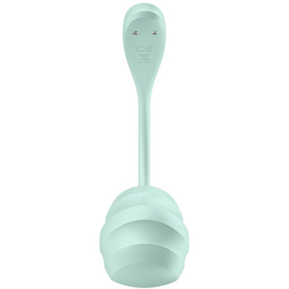 Satisfyer Smooth Petal vert menthe en silicone doux, forme allongée avec extrémité fine pour stimulation externe et base arrondie lestée