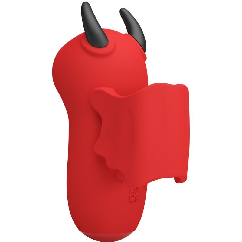 Mini stimulateur clitoridien rouge en silicone, vue latérale montrant l’épaisseur, la languette externe et le design ergonomique