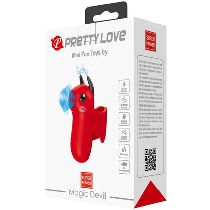 Packaging du mini stimulateur clitoridien rouge en silicone, vue de la boîte avec visuel du produit et informations principales