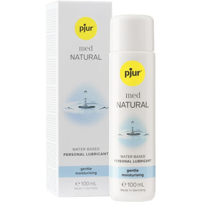 Lubrifiant intime pjur med Natural à base d'eau 100 ml, hydratant doux, flacon et boîte