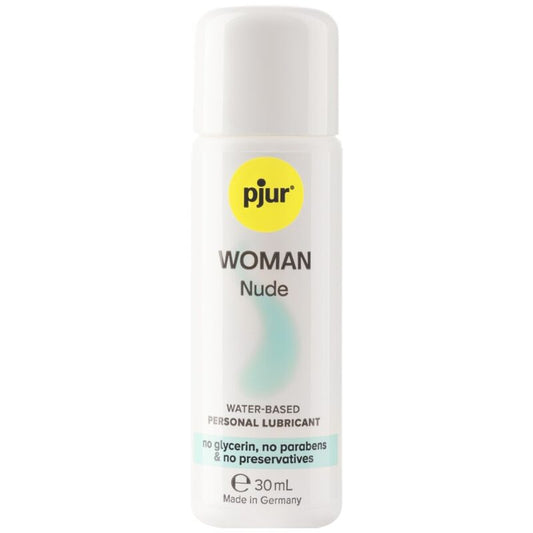 Lubrifiant Woman Nude de Pjur, formule sans parfum ni parabènes pour muqueuses réactives