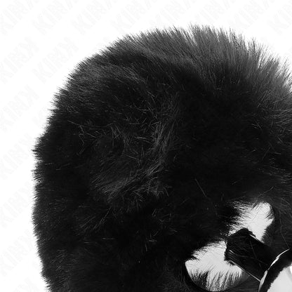 KINK - BOUCHON EN ACIER INOXYDABLE 7 x 3 CM AVEC QUEUE DE LAPIN EN FAUSSE FOURRURE NOIRE 8 CM - Naturel Ethique