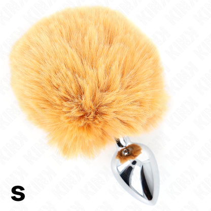 KINK - BOUCHON EN ACIER INOXYDABLE 7 x 3 CM AVEC QUEUE DE LAPIN EN FAUSSE FOURRURE BEIGE 8 CM - Naturel Ethique