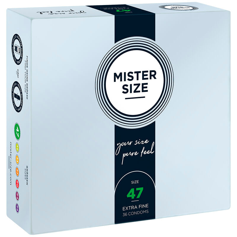 Boîte de préservatifs Mister Size taille XS, 47 mm de largeur nominale