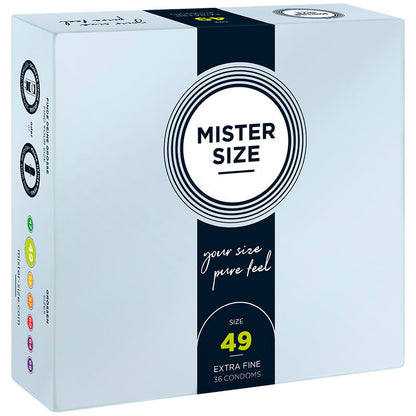Boîte de 36 préservatifs Mister Size taille 49 mm de largeur nominale