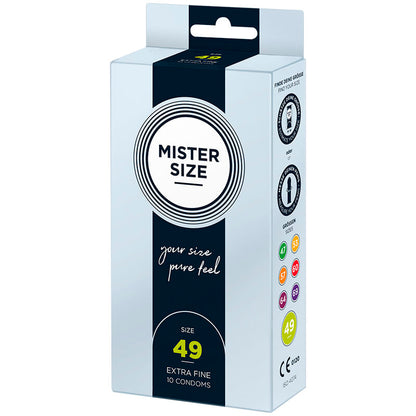 Boîte de 10 préservatifs Mister Size taille 49 mm de largeur nominale