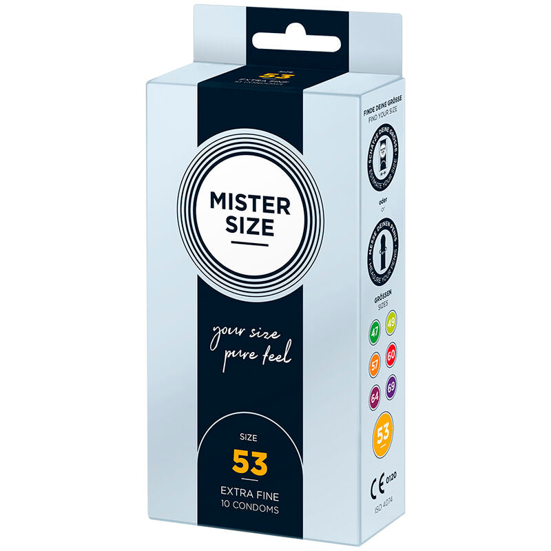 Boîte de 10 préservatifs Mister Size taille 53 mm de largeur nominale