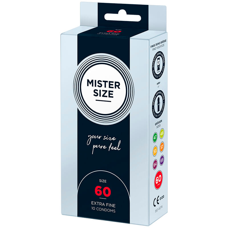 Boîte de 10 préservatifs Mister Size taille XL, 60 mm de largeur nominale