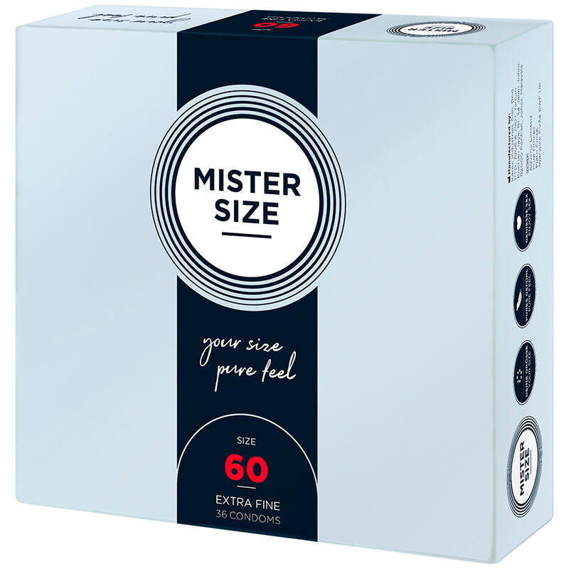 Boîte de 36 préservatifs Mister Size taille XL, 60 mm de largeur nominale