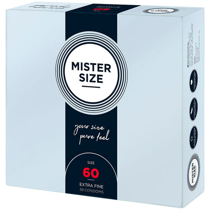 Boîte de 36 préservatifs Mister Size taille XL, 60 mm de largeur nominale