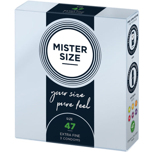 Préservatif Mister Size taille XS 47 mm en latex naturel à bords parallèles
