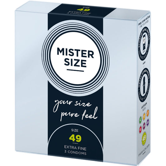 Boîte de 3 préservatifs Mister Size taille 49 mm de largeur nominale