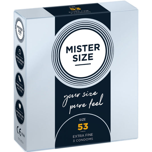 Boîte de 3 préservatifs Mister Size taille 53 mm de largeur nominale