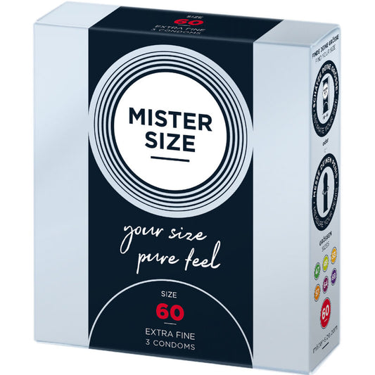 Boîte de 3 préservatifs Mister Size taille 60 mm de largeur nominale