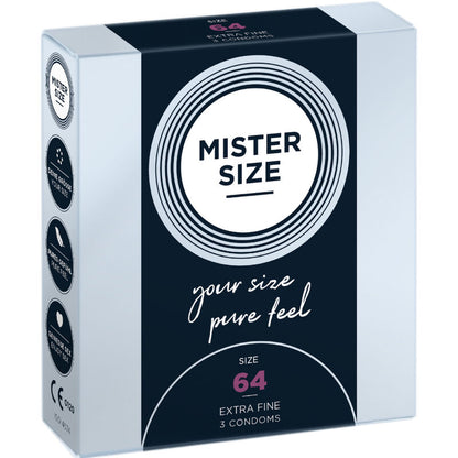 Boîte de 3 préservatifs Mister Size taille XXL, 64 mm de largeur nominale