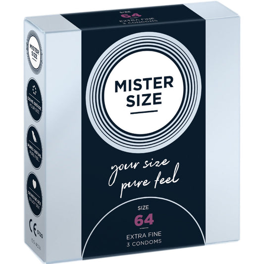 Boîte de 3 préservatifs Mister Size taille 64 mm de largeur nominale