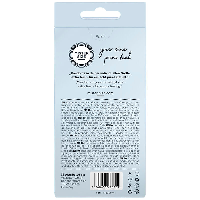 packaging Mister Size condoms taille adaptée latex naturel description et caractéristiques