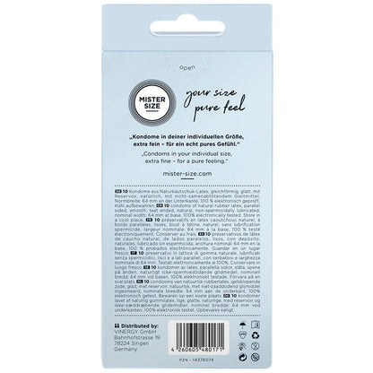 packaging Mister Size condoms taille adaptée latex naturel description et caractéristiques