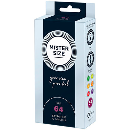 boîte de préservatifs Mister Size taille 64 exemple de protection intime pour une utilisation plus sûre des sextoys
