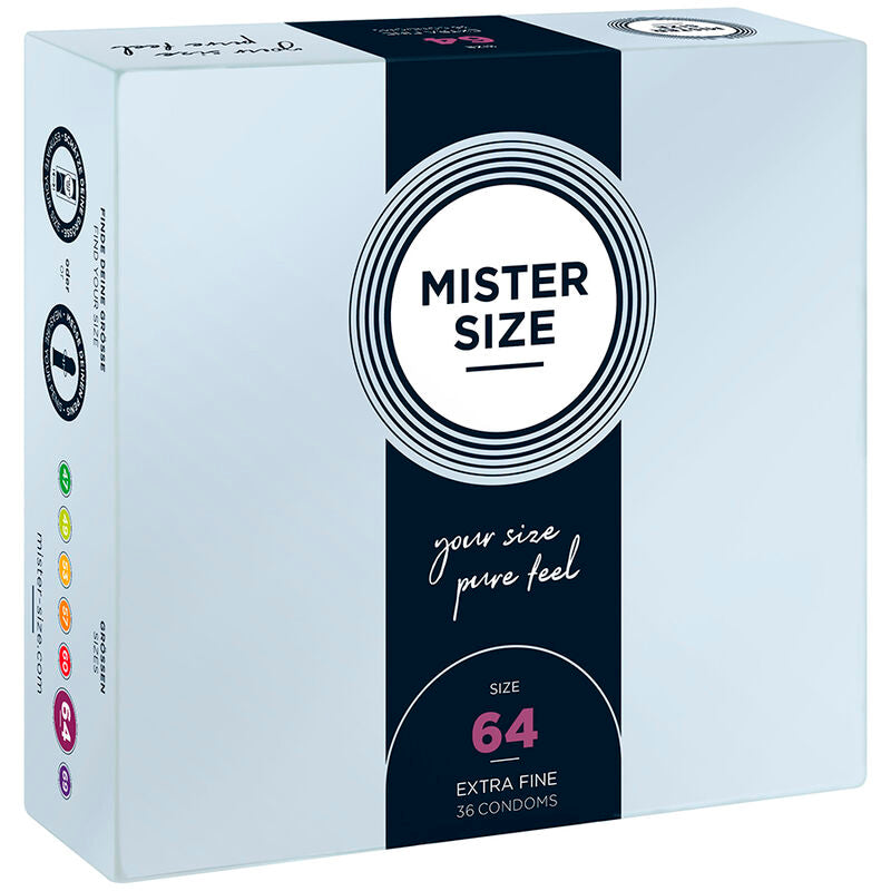 Boîte de 36 préservatifs Mister Size taille XXL, 64 mm de largeur nominale