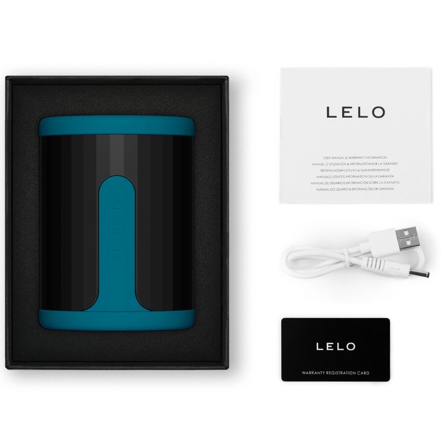 Masturbateur LELO dans son coffret premium avec câble USB et accessoires d’origine