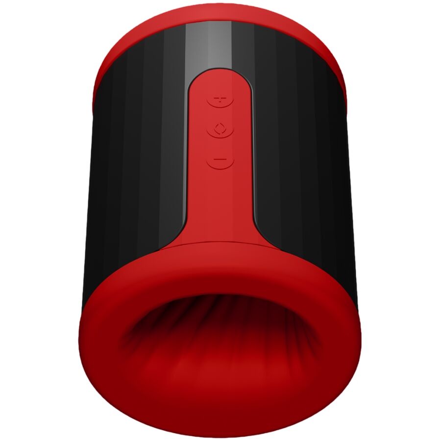 Masturbateur LELO haut de gamme noir et rouge en silicone body safe avec interface de contrôle intégrée