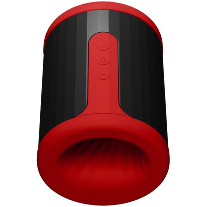 Masturbateur LELO haut de gamme noir et rouge en silicone body safe avec interface de contrôle intégrée