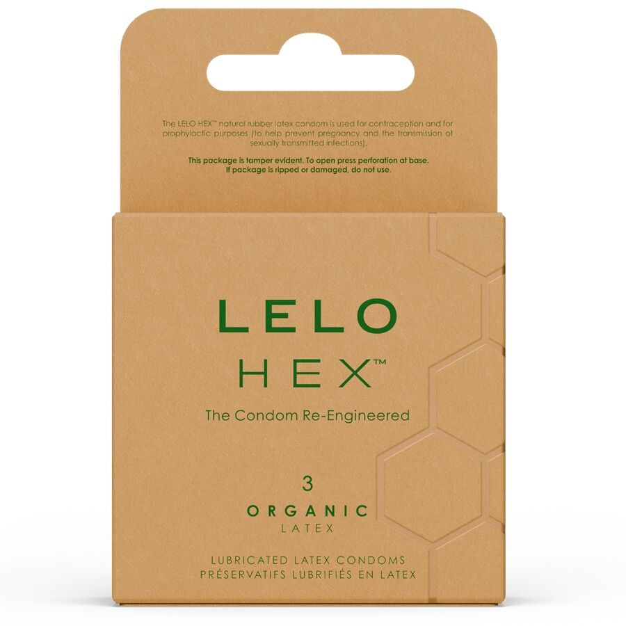 Préservatif bio LELO HEX Organic, latex biologique à structure hexagonale