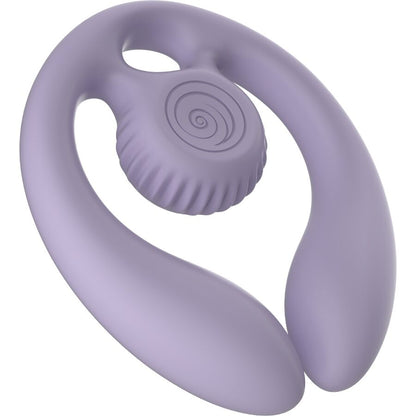 Union double sextoy violet – vue de face et design ergonomique tête en bas