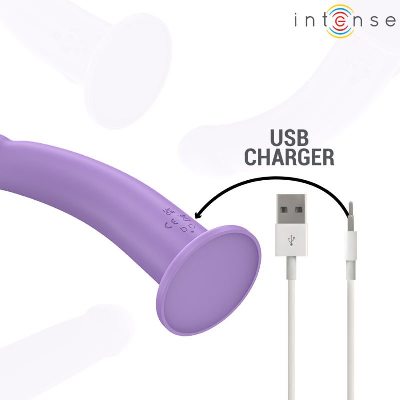 Vibromasseur ventouse violet, vue arrière mettant en valeur la base circulaire, la finition mate et la forme ergonomique avec son système de charge