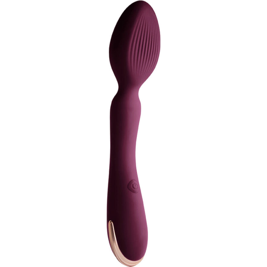 Vibromasseur violet en silicone – vue de face sur fond blanc