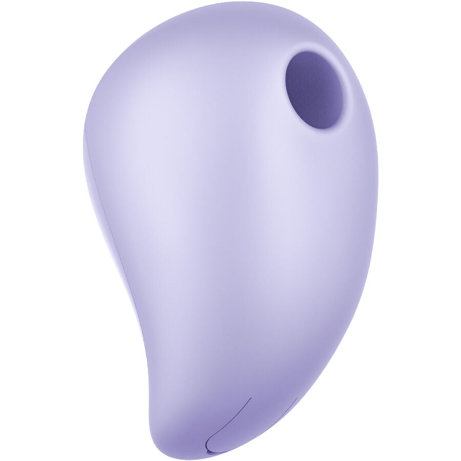 Fun Factory Essence Air Pulse violet clair, vue latérale montrant la forme arrondie, la prise en main ergonomique et l’ouverture de stimulation