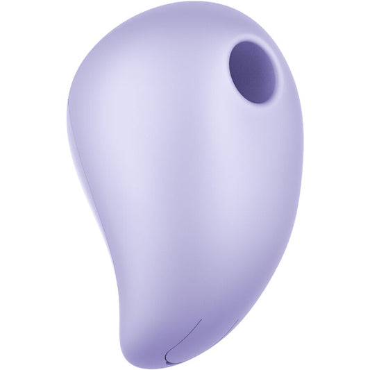 Fun Factory Essence Air Pulse violet clair, vue latérale montrant la forme arrondie, la prise en main ergonomique et l’ouverture de stimulation