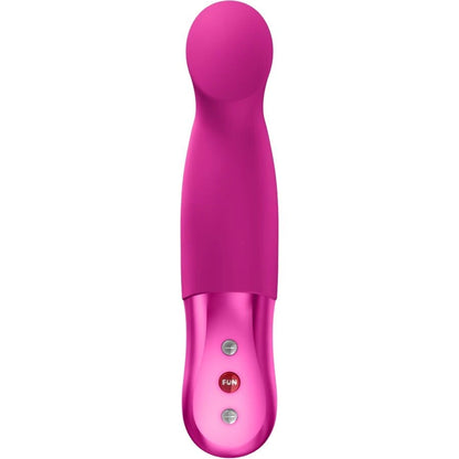 vibromasseur ergonomique en silicone rose avec interface de commande intégrée