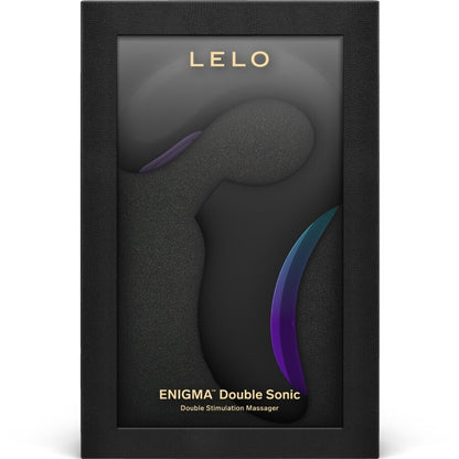 Packaging Lelo Enigma Double Sonic noir – boîte fenêtre vibromasseur double stimulation luxe