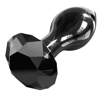 Plug anal en verre noir Icicles – base cristal taillé facettes et corps double renflement borosilicate body-safe