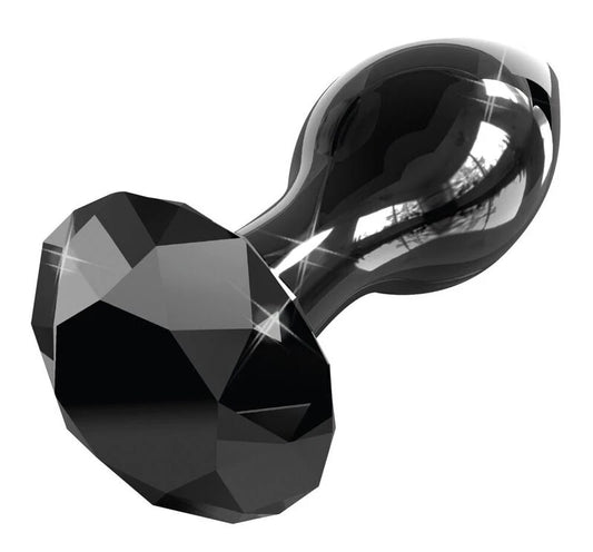 Plug anal en verre noir Icicles – base cristal taillé facettes et corps double renflement borosilicate body-safe